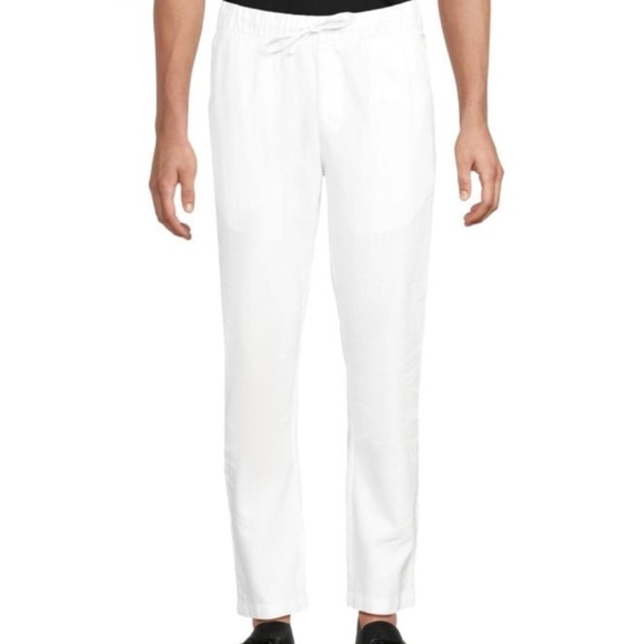 NWT Men's White Linen Pants L SAKS FIFTH AVE Travel Beach - Picture 1 of 7
